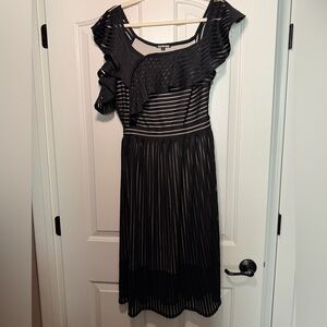 Gianni Bini Black Ruffle Stripe Dress